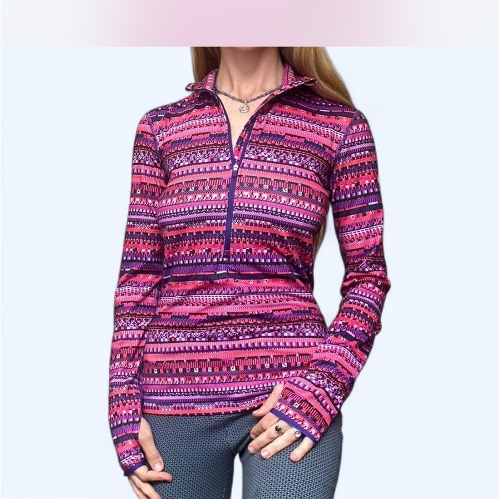 Nike Pink and Purple Long Sleeve Polo Tee